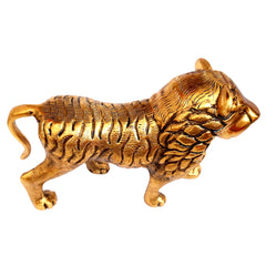 Back view showing premium craftsmanship on closed-mouth Durga lion.