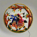 Metal Radha Krishna wall decor frame with LED light and colorful hand painting, creating a spectacular night display.