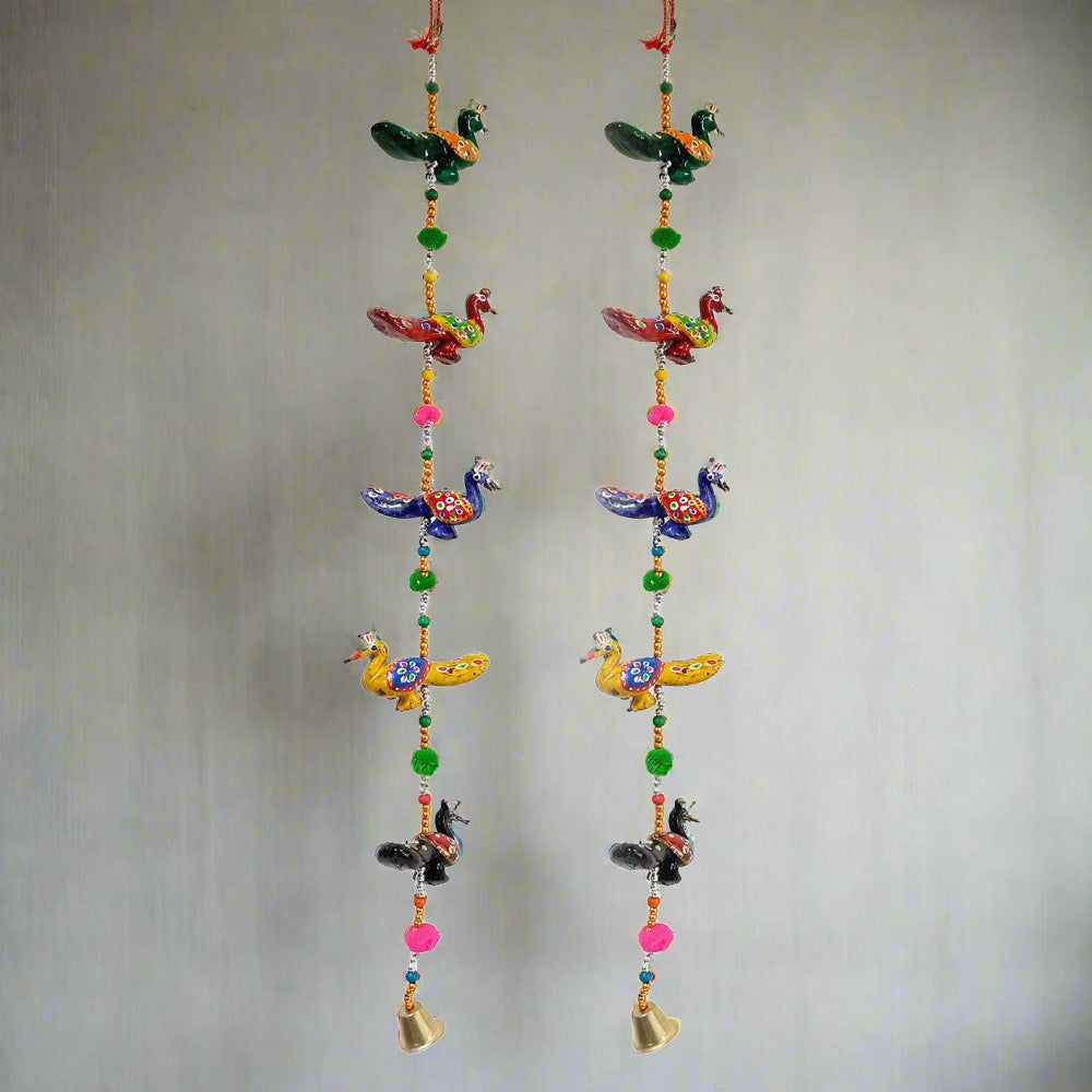 A pack of two beautiful peacock toran door hangings, perfect for home decoration.