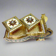 A peacock design wooden dry fruit container that enhances the beauty of your home and kitchen.