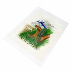 Side profile 26x23cm peacock silk painting showcasing spectacular bird artistry