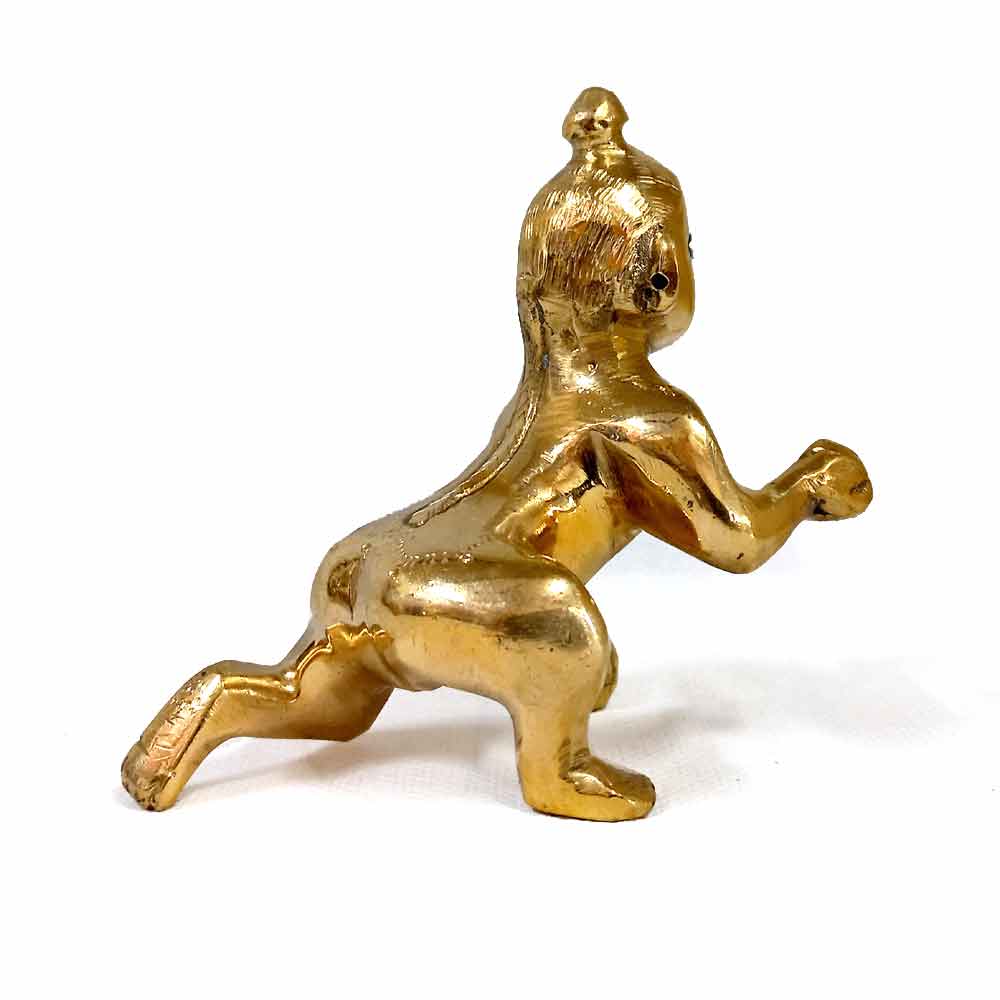 Detailed pure brass Laddu Gopal figurine, perfect Janmashtami gift for spiritual home worship.