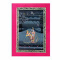Front view of Radha Krishna miniature silk painting under moonlight with squirrel hair brush details