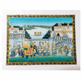 Front view king Ambabari elephant royal procession silk painting maidservants soldiers