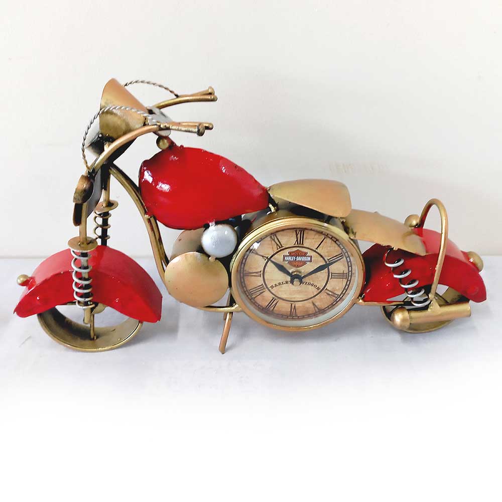 A beautiful Royal Enfield bike desk accessory and clock, a great option for gifting.