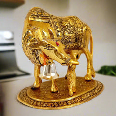 Sacred Cow and Calf metal statue with fine craftsmanship, ideal for home, office, or gifting