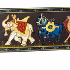 Close-up intricate brushwork animal detailing strength grace heritage silk fabric
