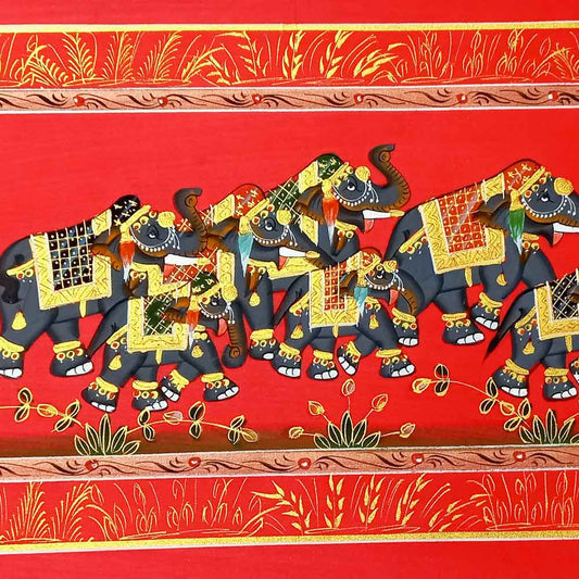 Close-up golden color family elephant details good quality silk texture