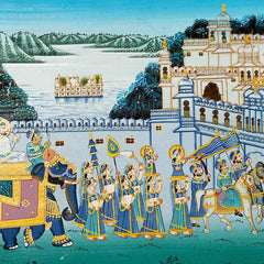 Close-up maidservants horsemen soldiers squirrel hair brush watercolor miniature details