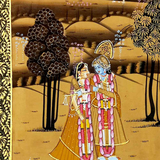 Close-up intricate facial expressions flowing garments in Jaipur master artisan silk art