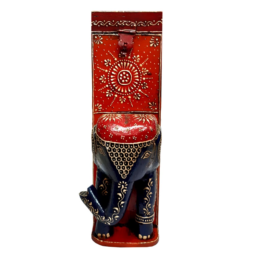 Traditional wooden wine bottle box with beautiful embossed painting and elephant design for elegant gift packaging.