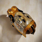 Traditional Kadamba wood elephant with exquisite hand-painted miniatures, perfect for home or office with cultural significance.
