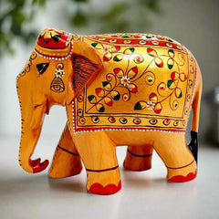 Traditional style wooden emboss painted elephant statue for home and office decor