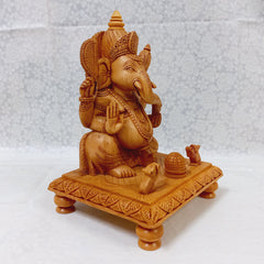 Wood Carving Ganesh - kkgiftstore