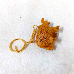 A wooden carving elephant key chain, an amazing gift item.