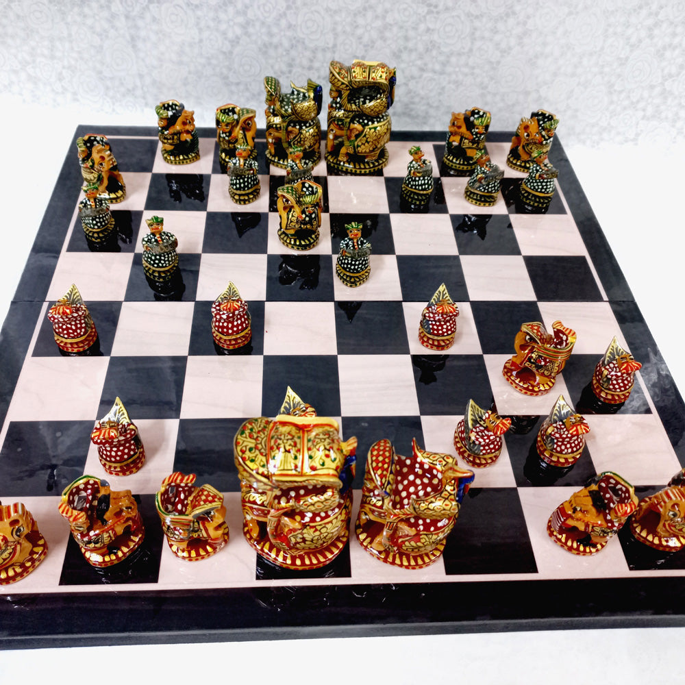 Traditional Wooden Hand Painted Chess Set - kkgiftstore