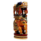 Artisan painted wooden elephant Ambabari statue showcasing fine craftsmanship and detailing