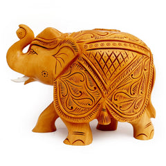Decorative wooden elephant showpiece, perfect for gifting and lucky home décor.