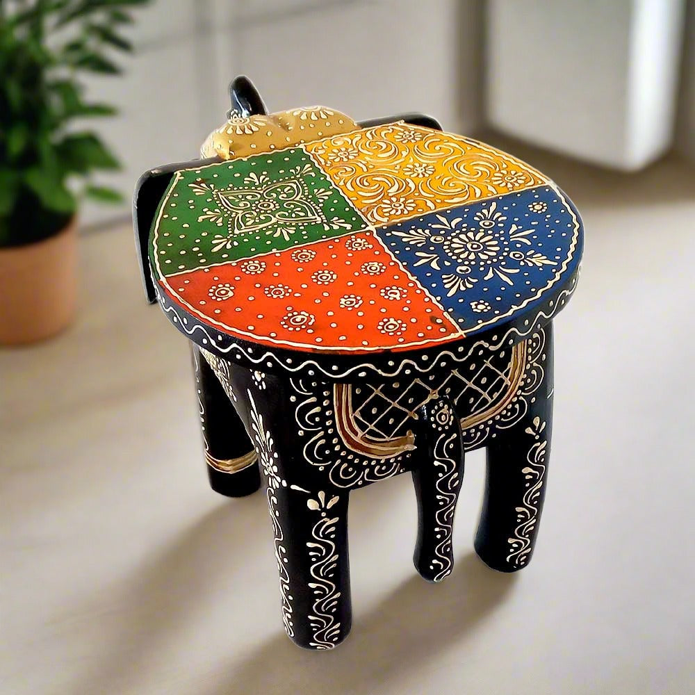 A wooden elephant furniture piece with a wonderful elephant design, best for interior decoration.
