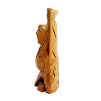 Small wooden Laughing Buddha statue with fine workmanship, ideal for bringing happiness and prosperity.