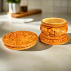 A wooden powder box that can also be used for jewellery storage, a great item for gifting and personal use.